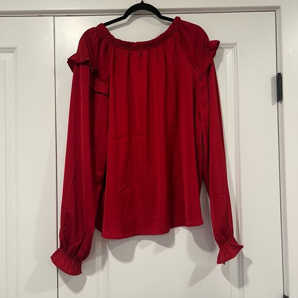 Gap Women's Red Long Sleeve Blouse with Ruffles Plus Size‎ XXL - Picture 5 of 6